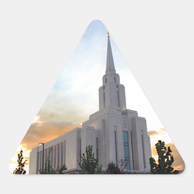 Adesivo Triangular templo mórmon Oquirrh Mountain Utah LDS (Frente)