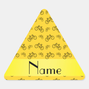 Adesivo Triangular Teste padrão amarelo conhecido personalizado da