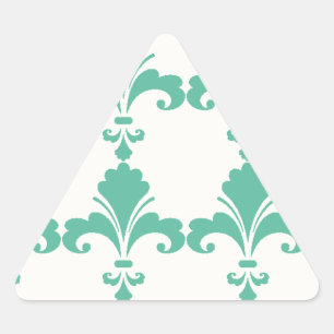 Adesivo Triangular Teste padrão azul retro da flor de lis