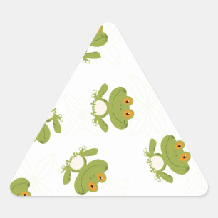 Adesivo Triangular Teste padrão bonito do sapo verde
