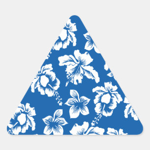 Adesivo Triangular Teste padrão de flor azul de Hawiian