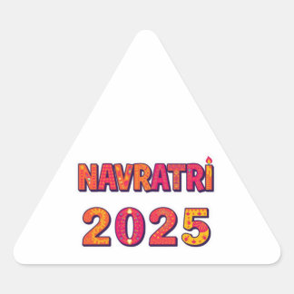Adesivo Triangular Tipografia Colorida "NAVRATRI 2025"