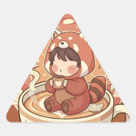 Adesivo Triangular Title: Unique Triangle Red Panda Geometric Sticker