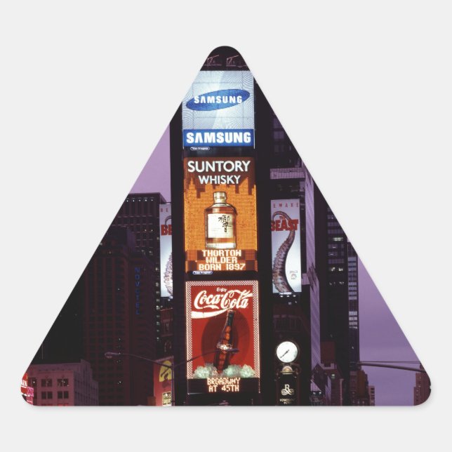 Adesivo Triangular Tráfego na Times Square de Nova York à noite (Frente)