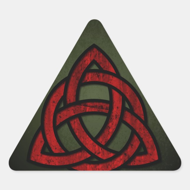 Adesivo Triangular Triquet Celtic Knot (vermelho e preto no verde-ver (Frente)