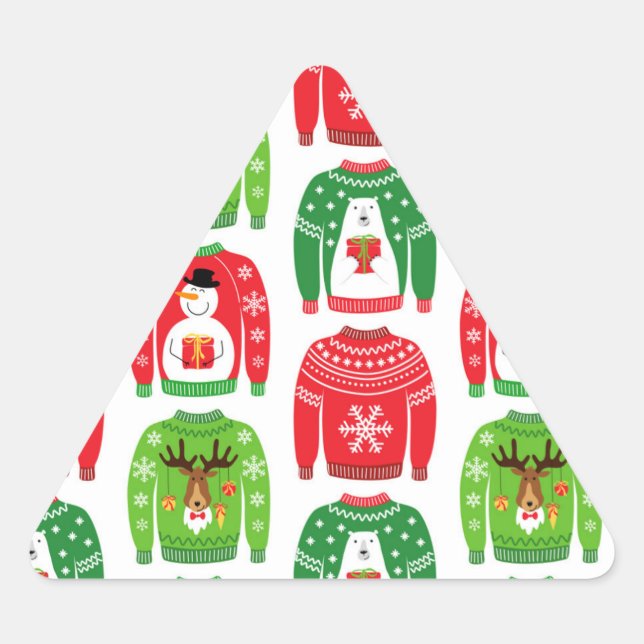 Adesivo Triangular Ugli Xmas Sweatters Polar Bear Snowman Rudolf Red (Frente)