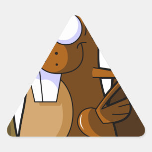 Adesivo Triangular Um caráter bonito do castor dos desenhos animados