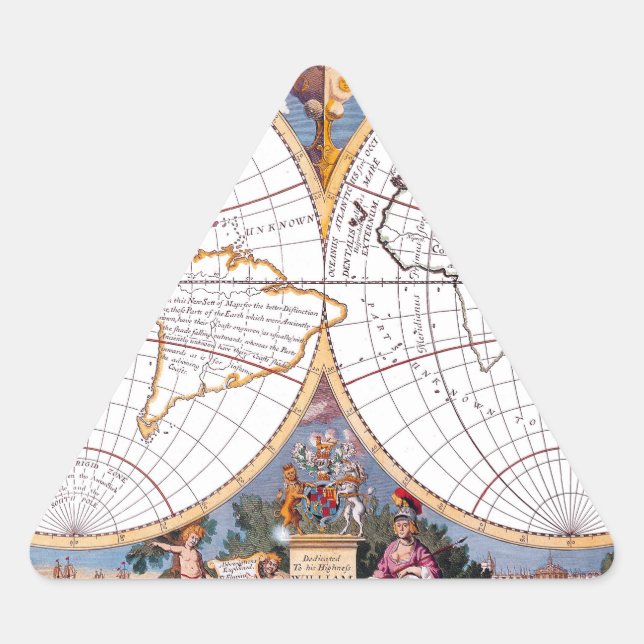 Adesivo Triangular Um Novo Mapa Do Terraqueio Stico Triangular Do Glo (Frente)