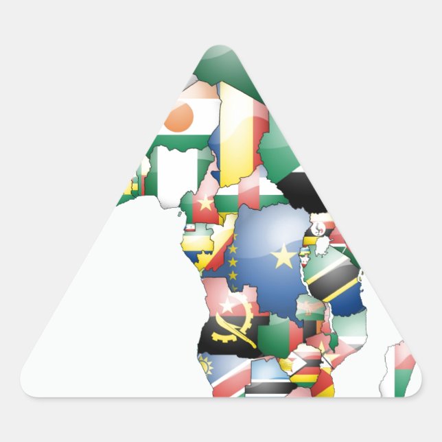 Adesivo Triangular Unidade na Diversidade: Coleção de Bandeiras da Áf (Frente)