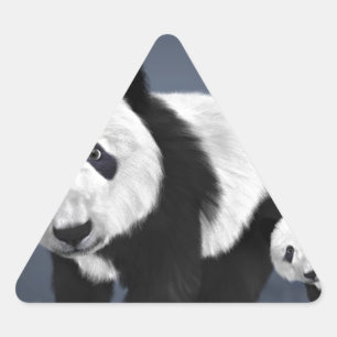 Adesivo Triangular urso panda fofo animal de estimação preto branco d