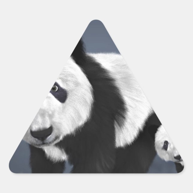 Adesivo Triangular urso panda fofo animal de estimação preto branco d (Frente)