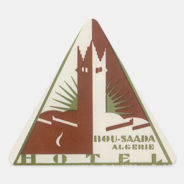 Adesivo Triangular Viagens Antigas, Hotel Transatlântico, Argélia (Frente)