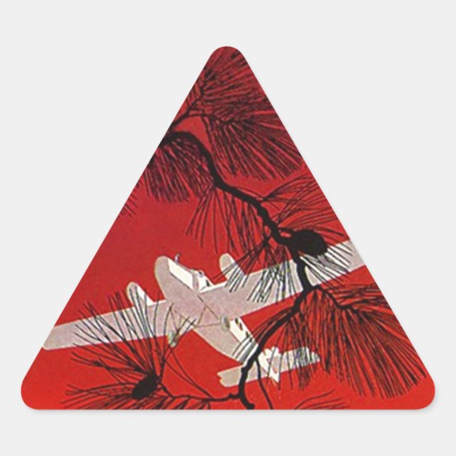 Adesivo Triangular Viagens vintage Stickers Avião Prop FW Vermelho (Frente)