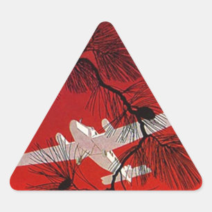 Adesivo Triangular Viagens vintage Stickers Avião Prop FW Vermelho