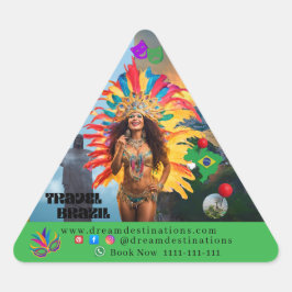 Adesivo Triangular Vibrant Brazilian Carnival Design Travel Agency