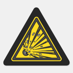 Adesivo Triangular Vinheta de aviso explosivo