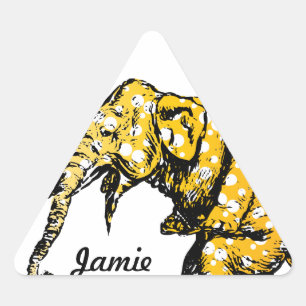 Adesivo Triangular Vinheta Elétrica de Circo de Pontos Amarelos