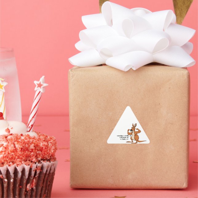 Adesivo Triangular Vinhetas de canguru, símbolo de força (Festa)