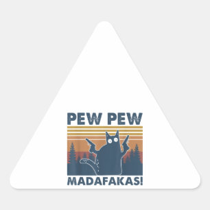 Adesivo Triangular Vintage Cats Pew Pew Madafakas Engraçado Gato Lou