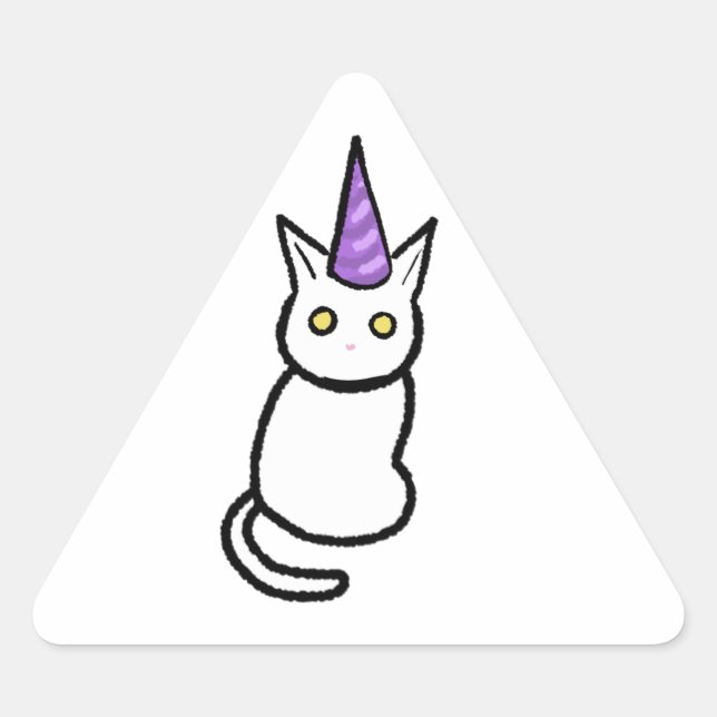 Adesivo Triangular White Cat Celebration Sticker (Frente)