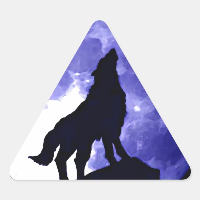 Adesivo Triangular Wolf Silhouette e Lua Completa (Frente)