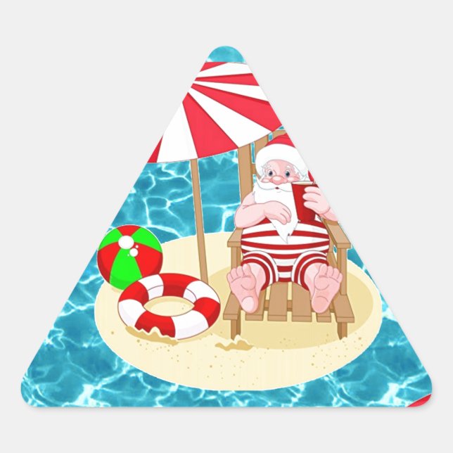 Adesivo Triangular xmas Beach santa claus (Frente)