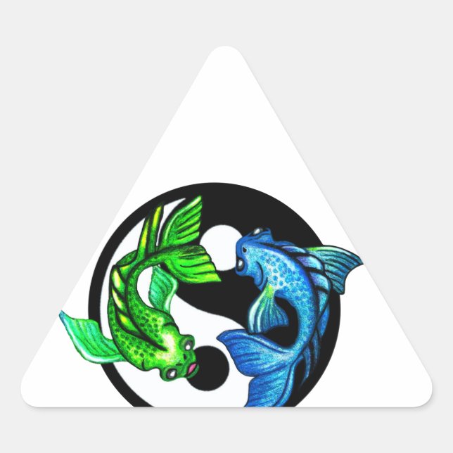 Adesivo Triangular Yin-Yang Koi Design (Frente)