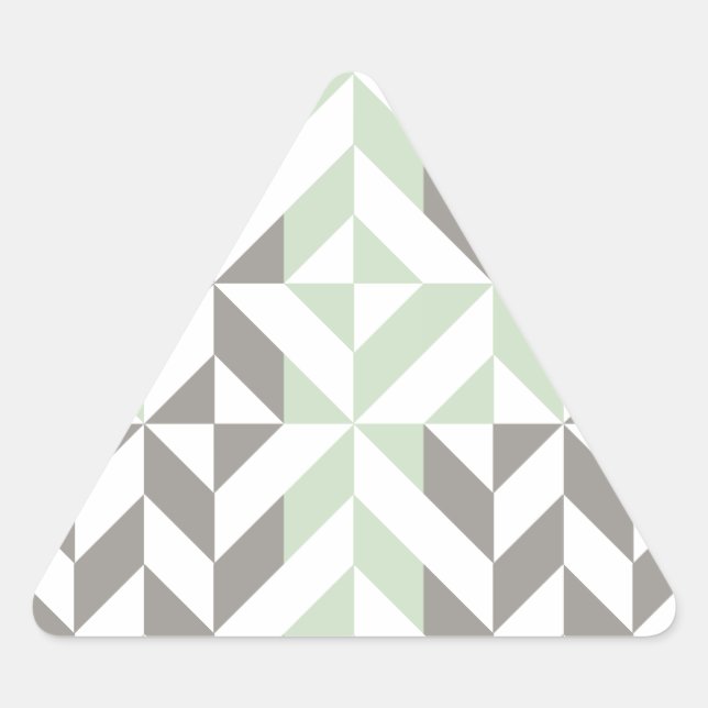 Adesivo Triangular ZigZag Geométrico de Sage Green e Silver (Frente)