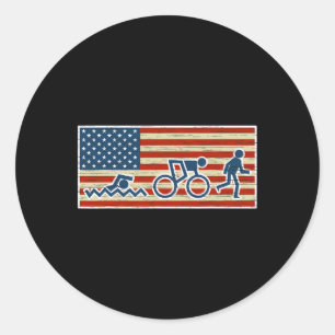 Adesivo Triathlon Run Triathlete Biathlon Usa Flag Sports