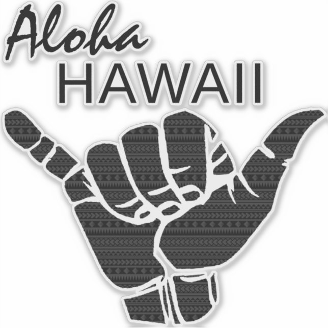 Adesivo TRIBAL SHAKA (HANG LOOSE) - ALOHA HAWAII Blk (Frente)