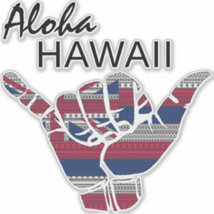 ADESIVO TRIBAL SHAKA (HANG LOOSE) ALOHA HAWAII HI FLAG DRK