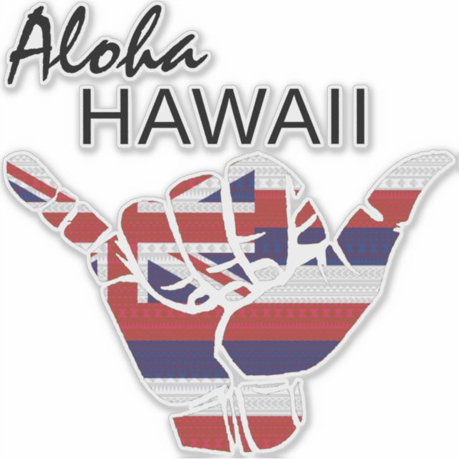 ADESIVO TRIBAL SHAKA (HANG LOOSE) ALOHA HAWAII HI FLAG LT (Frente)