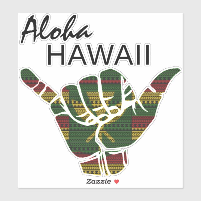 ADESIVO TRIBAL SHAKA (HANG LOOSE) ALOHA HAWAII KANAKA BEBI (Folha)