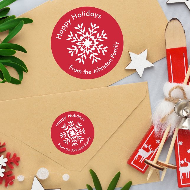 Adesivo Tribal Snowflake - Geométrico Vermelho Natal (Available in two sizes. The texts and background color are customizable.)