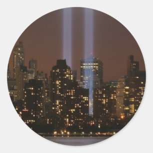 Adesivo Tributo do World Trade Center na luz em New York.