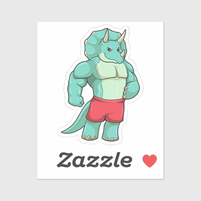 Adesivo Tricerátops como Criador de Porcos em Bodybuilding (Folha)