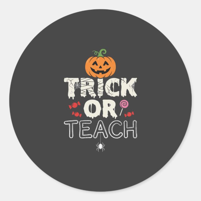 Adesivo Trick or Teach Design de Professor de Halloween (2 (Frente)