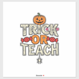 Adesivo Trick Or Teach Halloween Professor Vintage Vetor D
