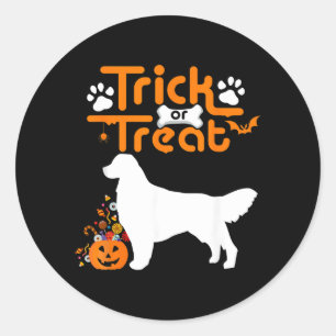 Adesivo Trick Or Treat Cachorro Golden Retriever Halloween
