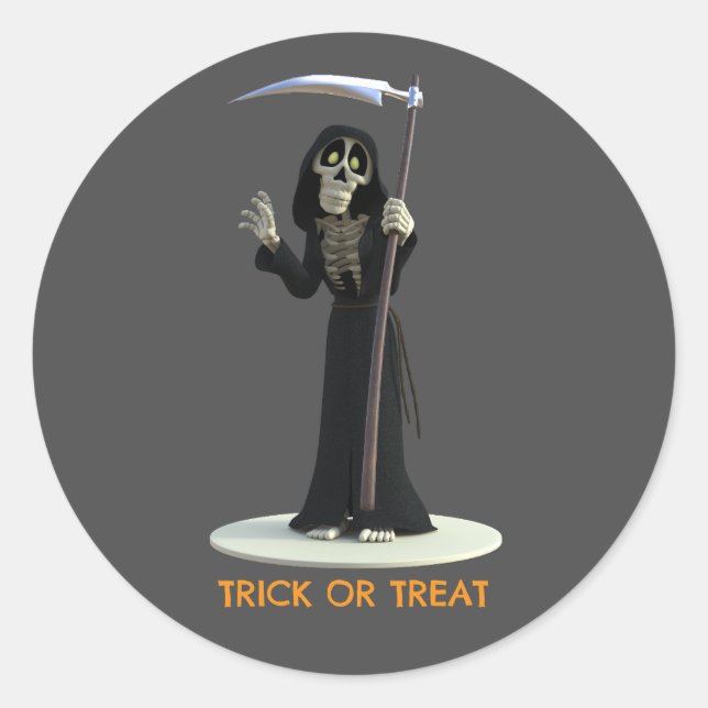 Adesivo Trick or Treat. Cartoon Grim Reaper (Frente)