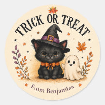 Trick or Treat Gato Preto & Fantasma Halloween