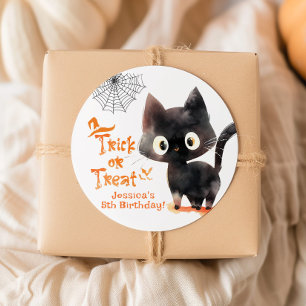 Adesivo Trick or Treat Gato preto fofo Festa de Halloween
