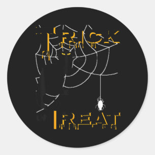 Adesivo Trick Or Treat Halloween Gato Preto Teias de Aranh
