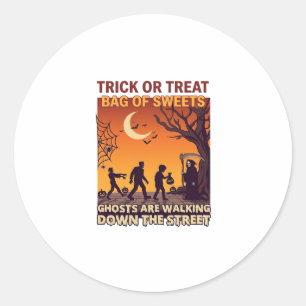 Adesivo Trick Or Treat Halloween Zombies Ceifador Abóboras
