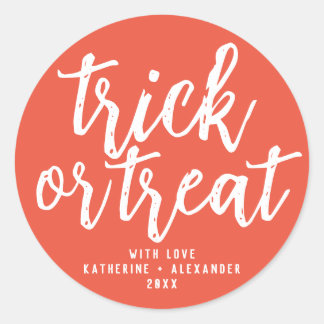 Adesivo Trick Or Treat Moderno Nome Personalizado Elegante