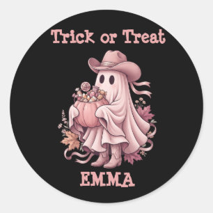 Adesivo Trick or Treat Vaqueiro Fantasma Rosa