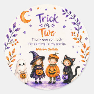 Adesivo Trick or Two Cute Diversão no Halloween de 2 Anos
