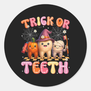 Adesivo Trick Ou Teeth Crew Dental Halloween Fatos