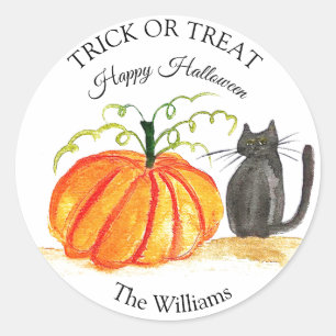 Adesivo Trick ou Tratar Abóbora de Halloween Gato
