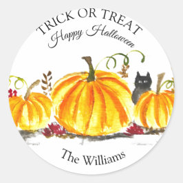 Adesivo Trick ou Tratar Abóbora de Halloween Gato